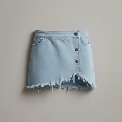 Camel Denim Skirt | Women's Vintage Mini Skirt with Pockets