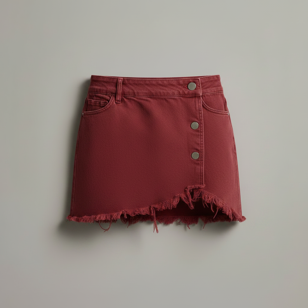Camel Denim Skirt | Women's Vintage Mini Skirt with Pockets