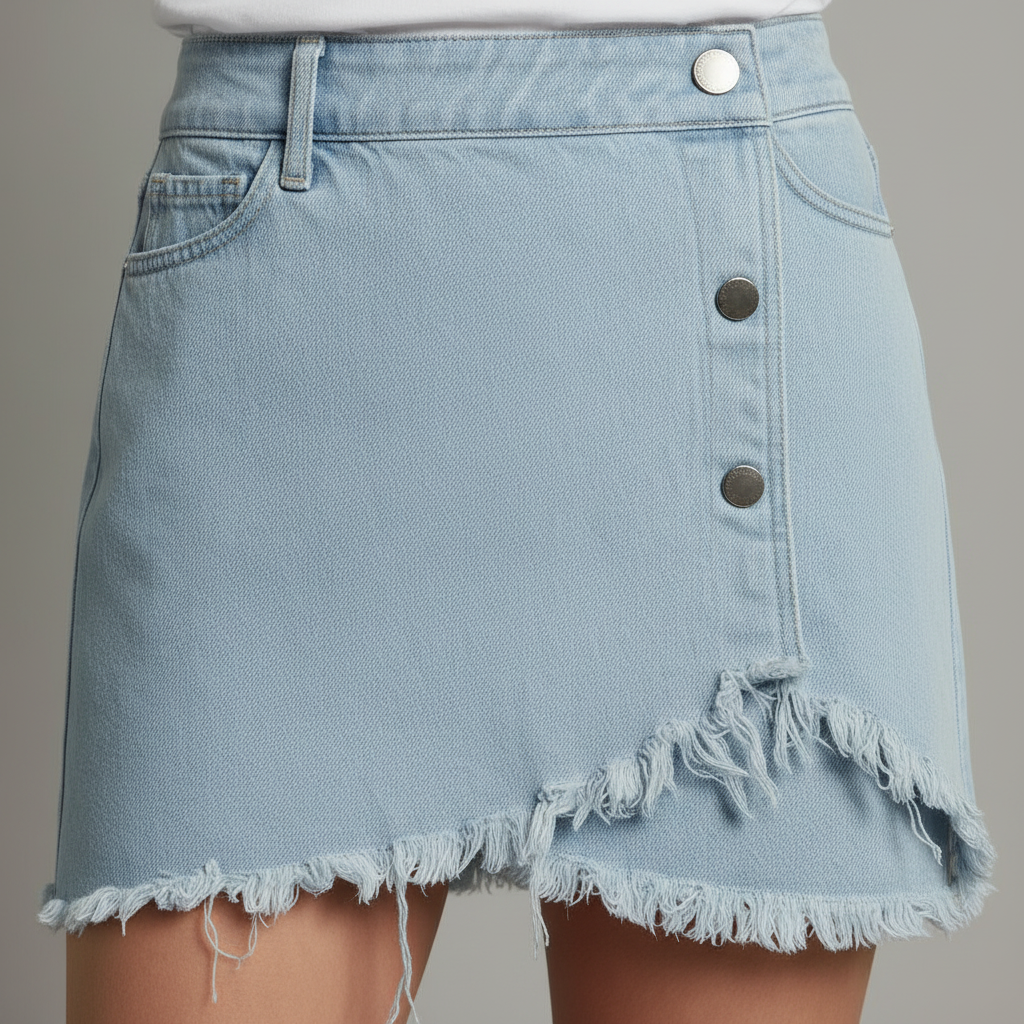 Camel Denim Skirt | Women's Vintage Mini Skirt with Pockets