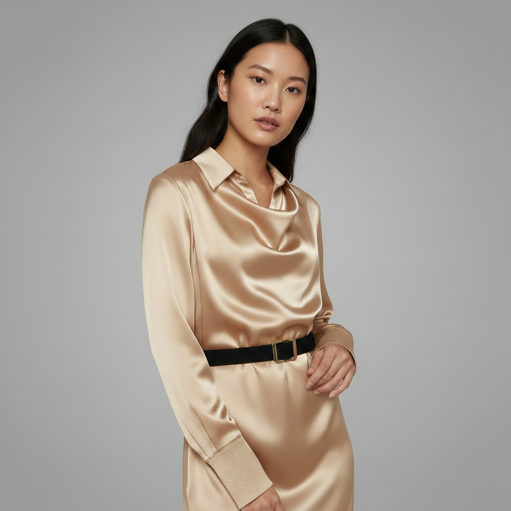 Deep Navy Satin Midi Dress | Women's Formal Cocktail Dress