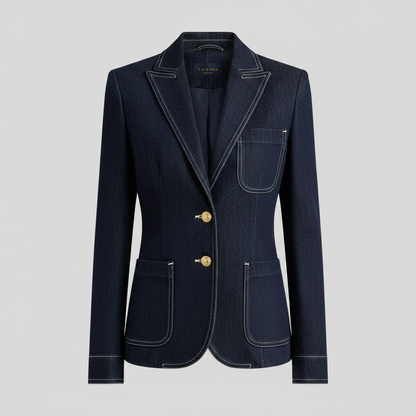 Retro Navy Blue Oversized Denim Jacket | Casual Outerwear