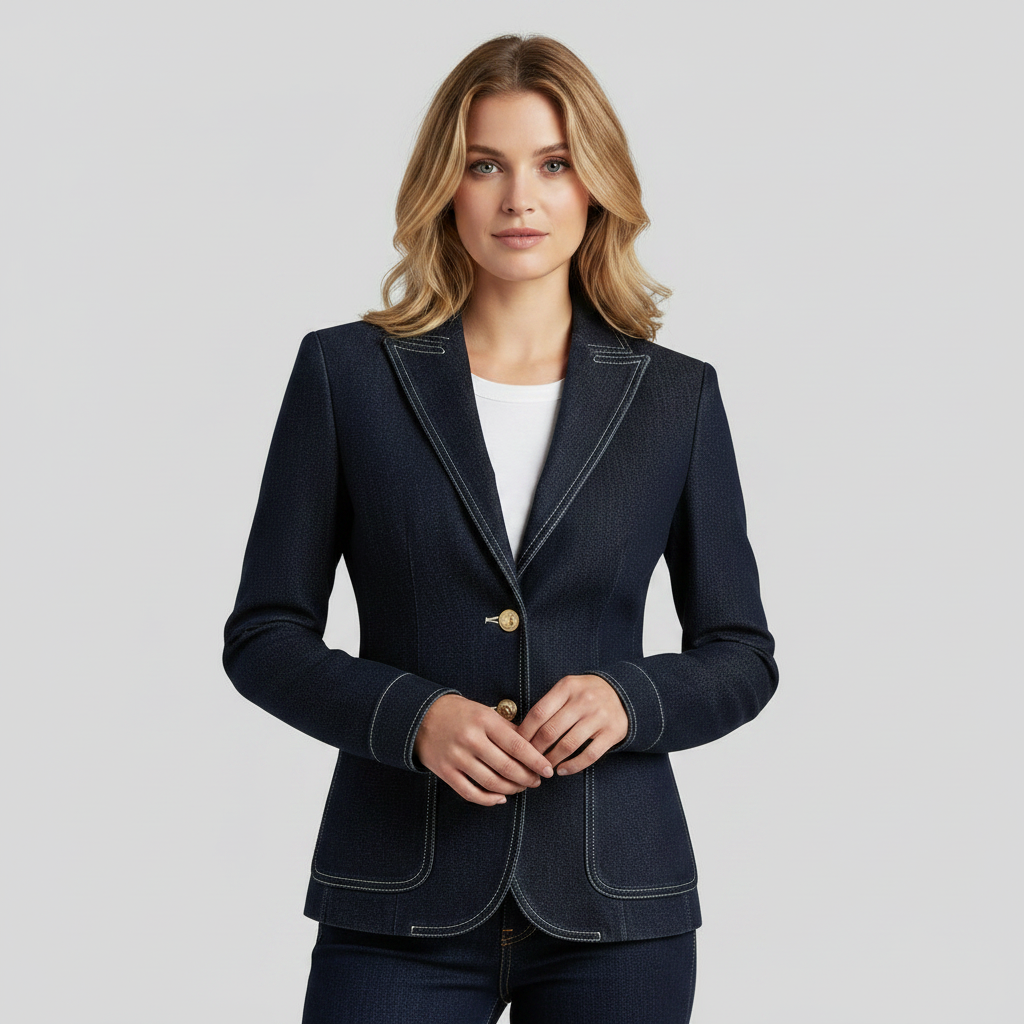 Retro Navy Blue Oversized Denim Jacket | Casual Outerwear