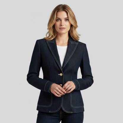 Retro Navy Blue Oversized Denim Jacket | Casual Outerwear