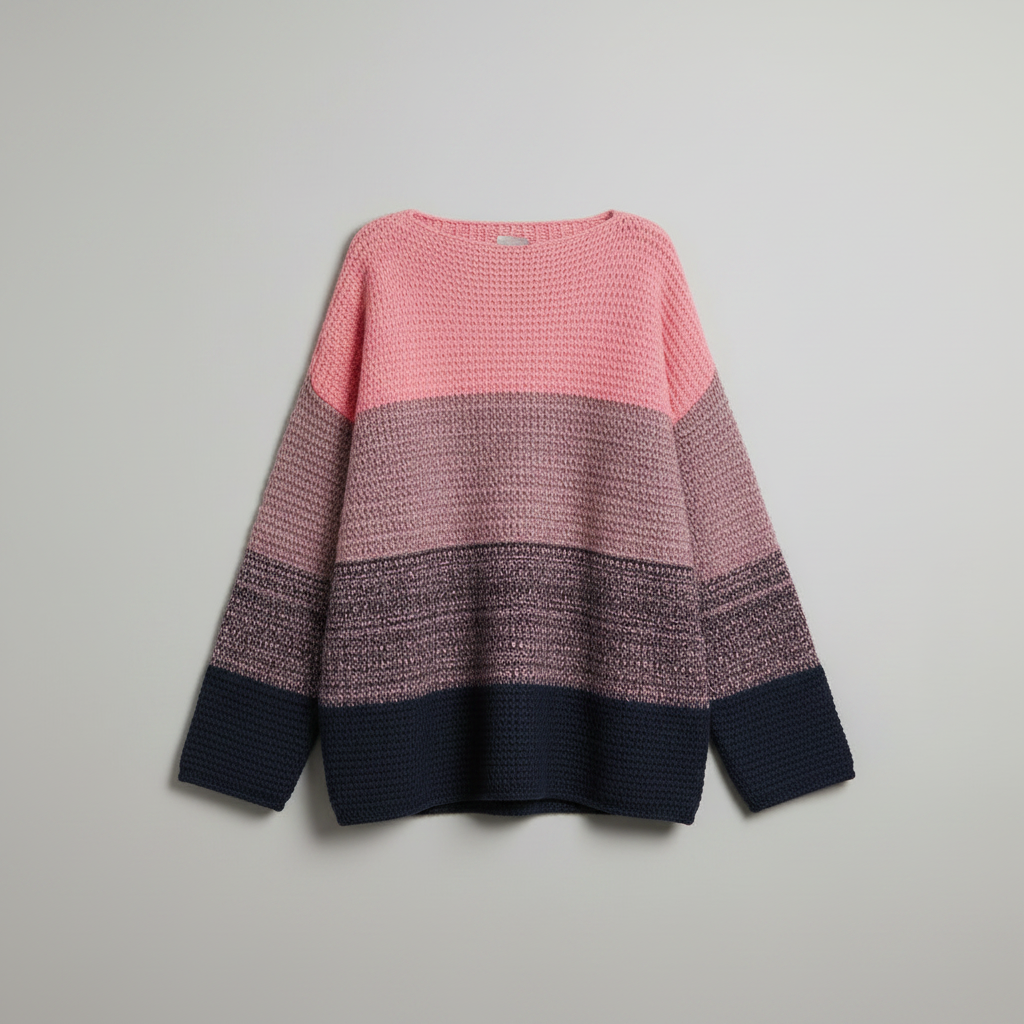 Oversized Patchwork Knit Sweater | Women's Cozy Pullover