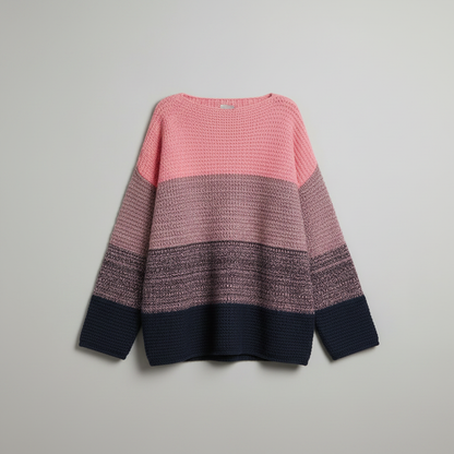 Oversized Patchwork Knit Sweater | Women's Cozy Pullover