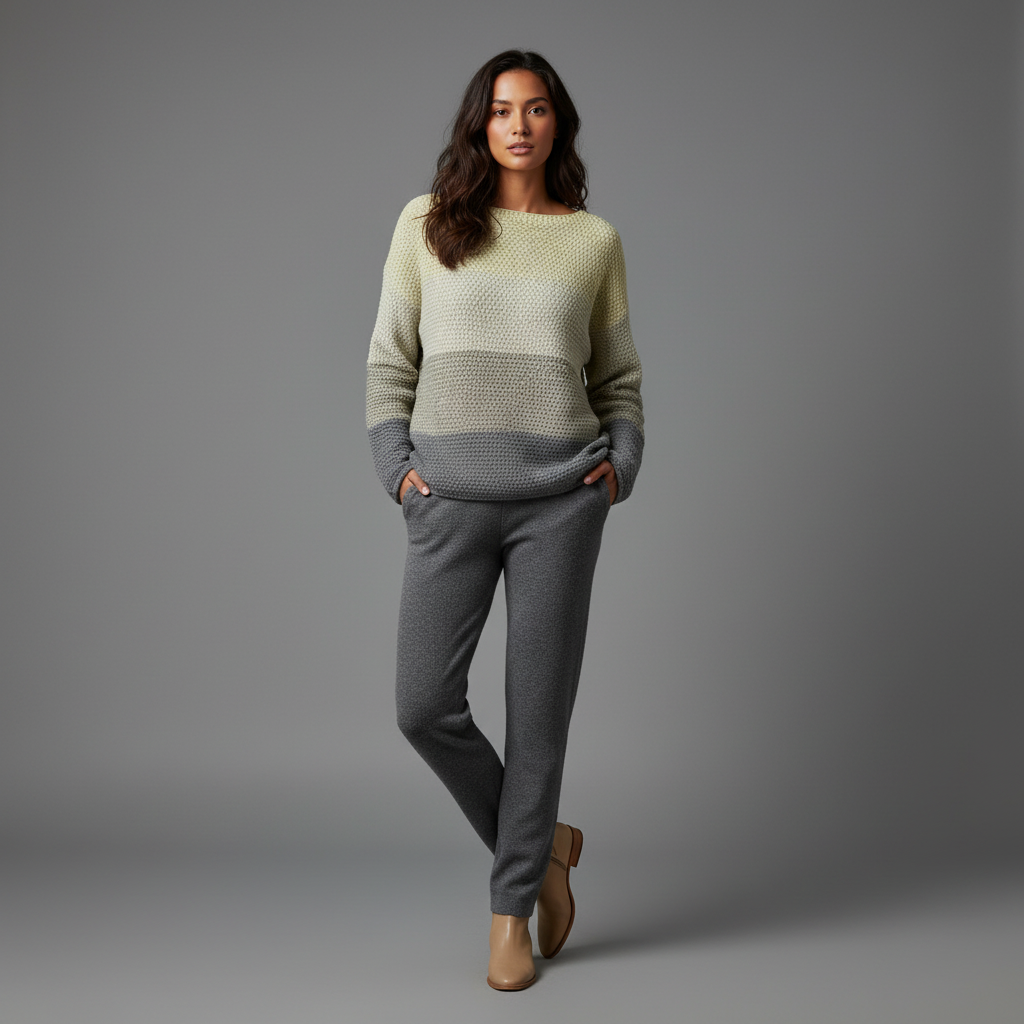 Oversized Patchwork Knit Sweater | Women's Cozy Pullover