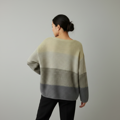 Oversized Patchwork Knit Sweater | Women's Cozy Pullover
