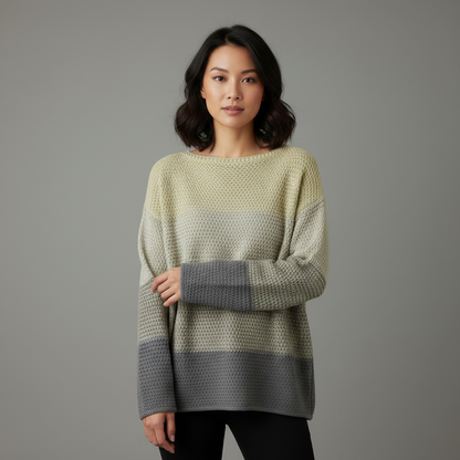 Oversized Patchwork Knit Sweater | Women's Cozy Pullover