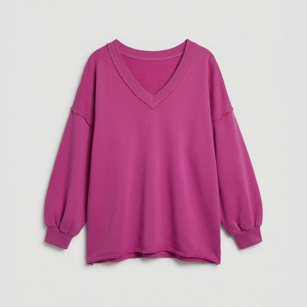 Oversized V-Neck Sweatshirt | Women's Casual Cotton Blend