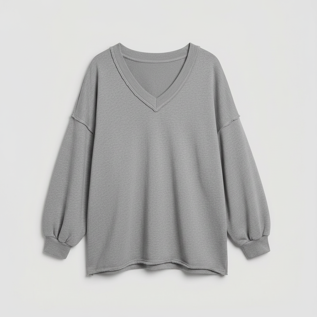 Oversized V-Neck Sweatshirt | Women's Casual Cotton Blend