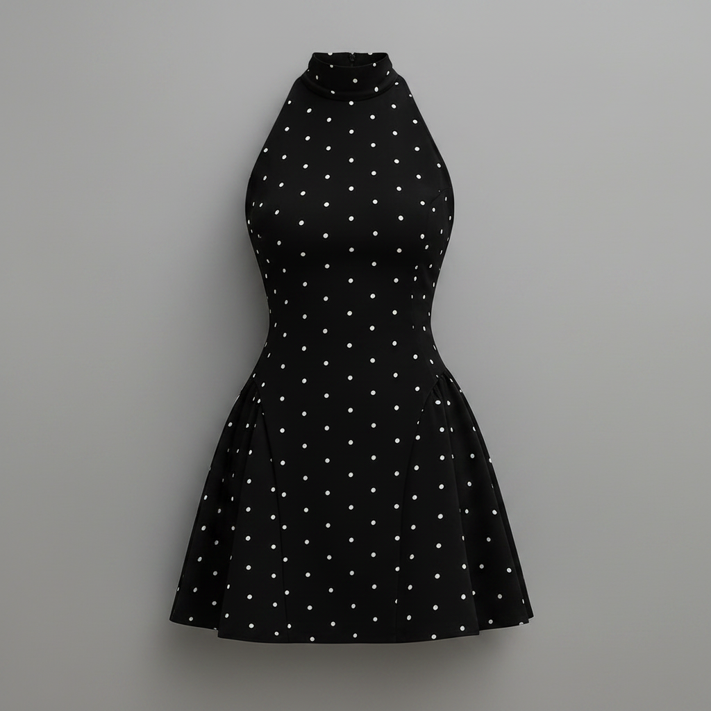 Polka Dot Halter Neck Mini Dress | Women's Cocktail Dress