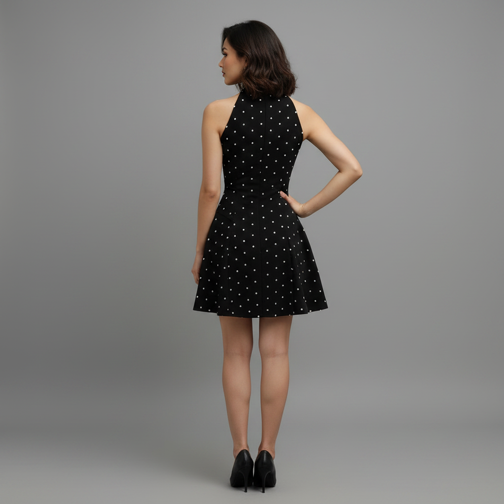 Polka Dot Halter Neck Mini Dress | Women's Cocktail Dress