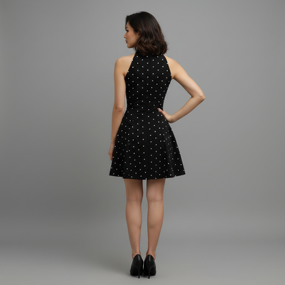Polka Dot Halter Neck Mini Dress | Women's Cocktail Dress