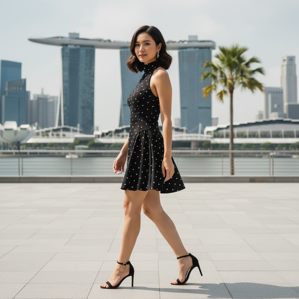 Polka Dot Halter Neck Mini Dress | Women's Cocktail Dress