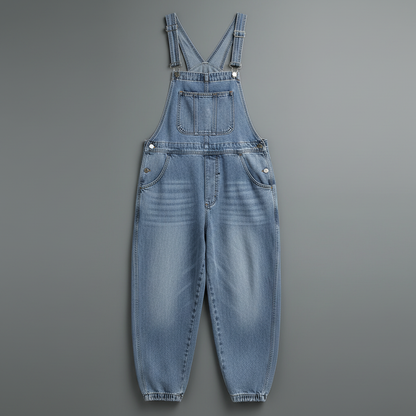 Retro Washed Denim Overalls for Women | Casual Fit