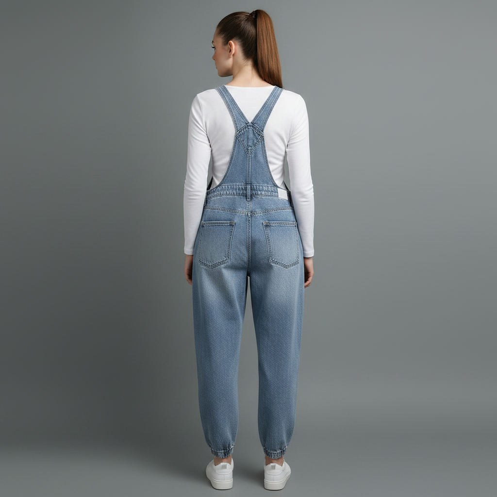 Retro Washed Denim Overalls for Women | Casual Fit