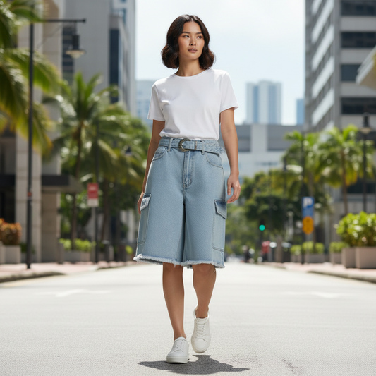 Retro Pink Denim Shorts | Women's Casual Loose Fit Jean Shorts