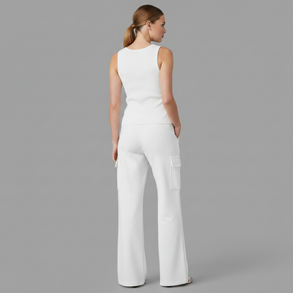 V-Neck Sleeveless Top & Cargo Pants Set | Women's Outfit