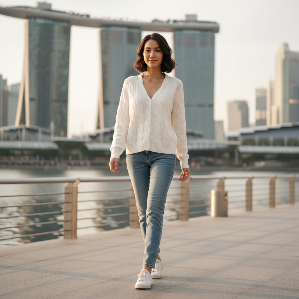 White Women's Cardigan | Lightweight Knit Sweater