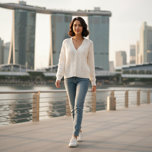 White Women's Cardigan | Lightweight Knit Sweater