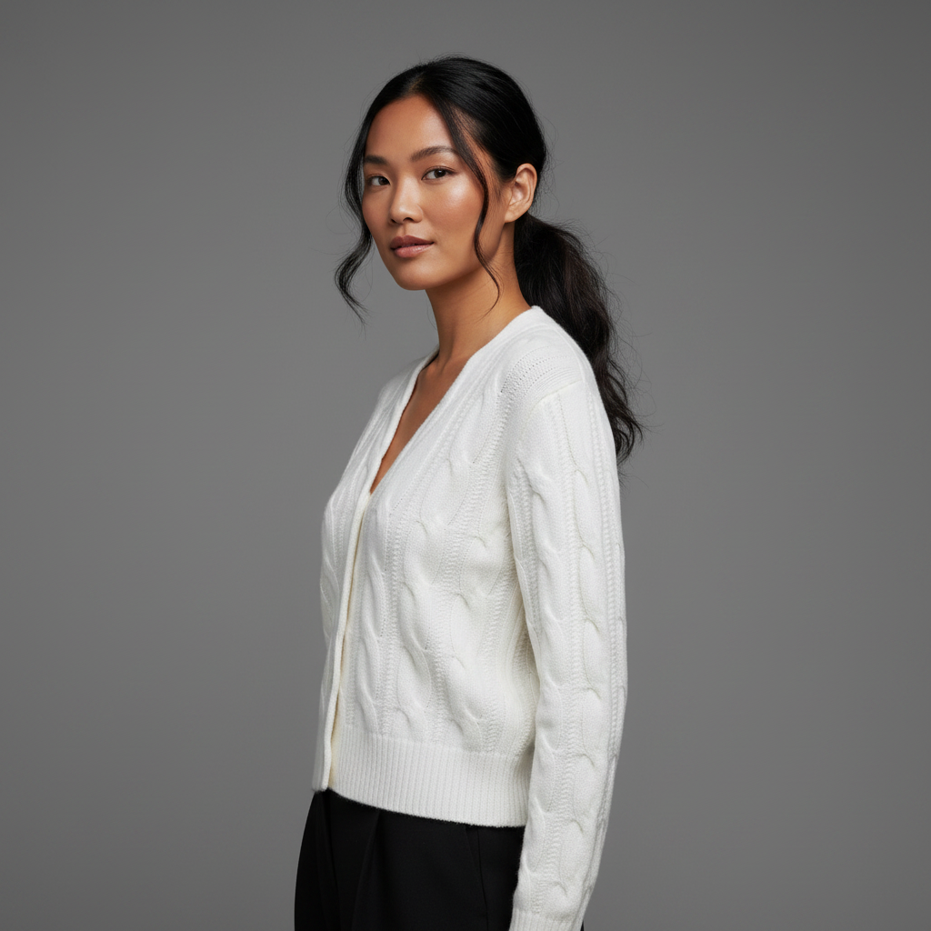 White Women's Cardigan | Lightweight Knit Sweater