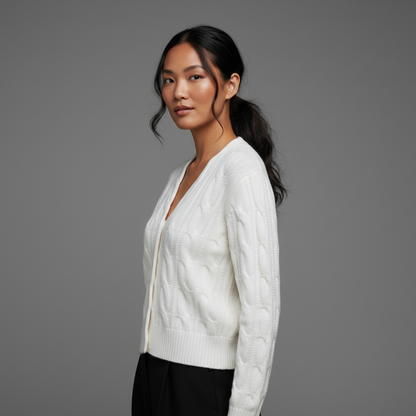 White Women's Cardigan | Lightweight Knit Sweater